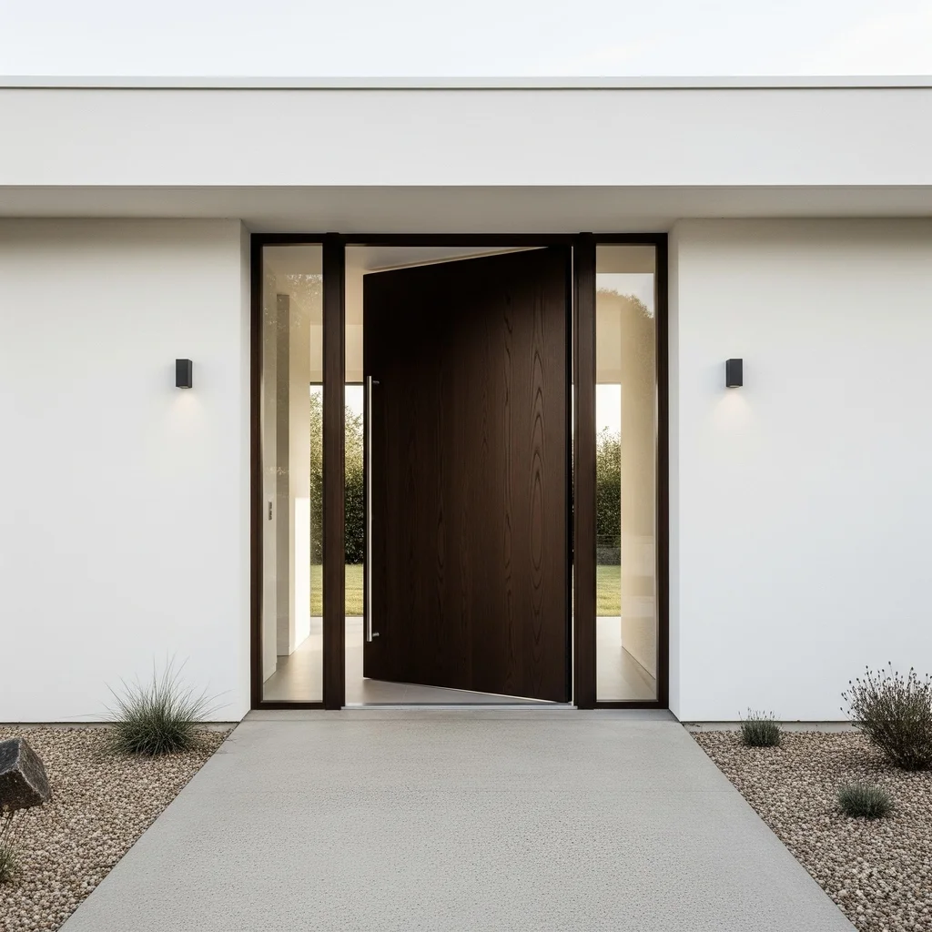 puerta-pivotante-madera-oscura
